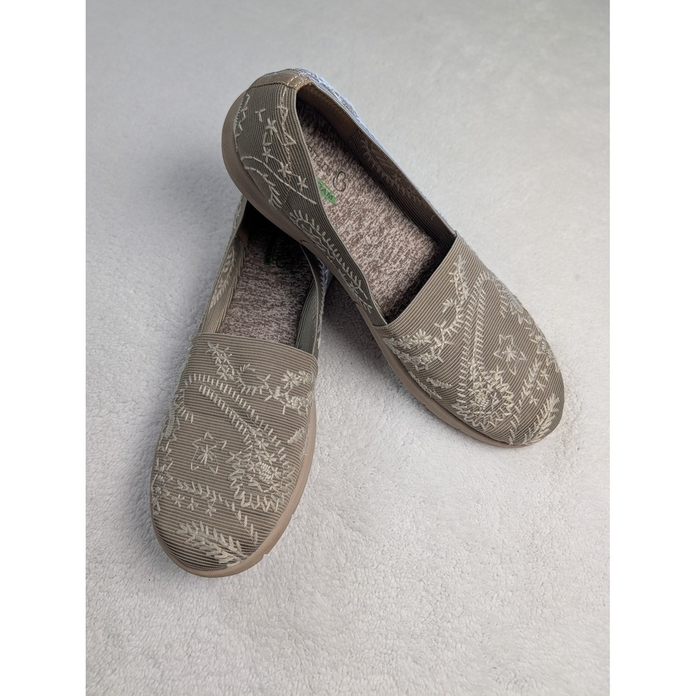 Baretraps Kessie Taupe Embroidered Slip‎ On Loafers Womens 10M Memory Foam